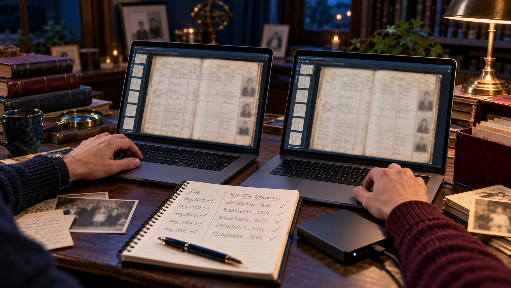 Faceless support specialist diagnosing encrypted genealogy record access