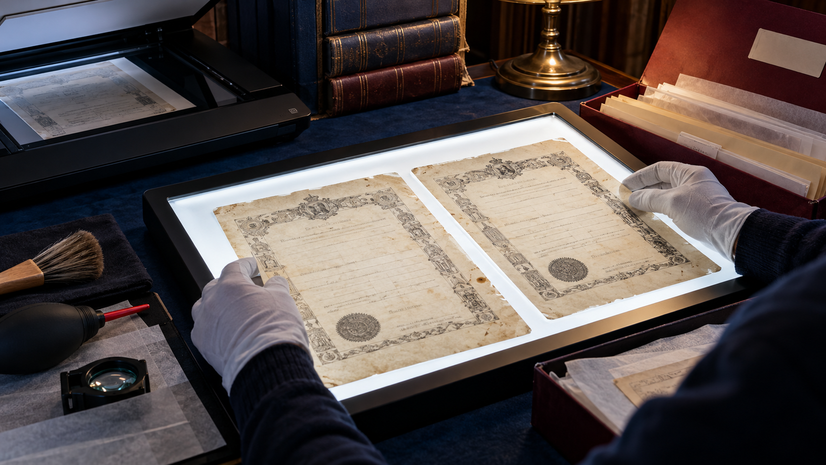 Hands separating duplicate and temporary genealogy source folders