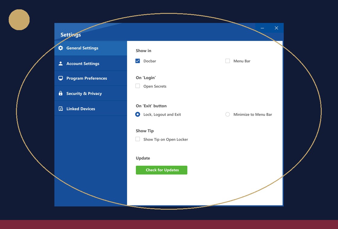 Supplied legacy Folder Lock settings screen